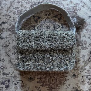 Chic Beaded Shoulder Bag in Gray